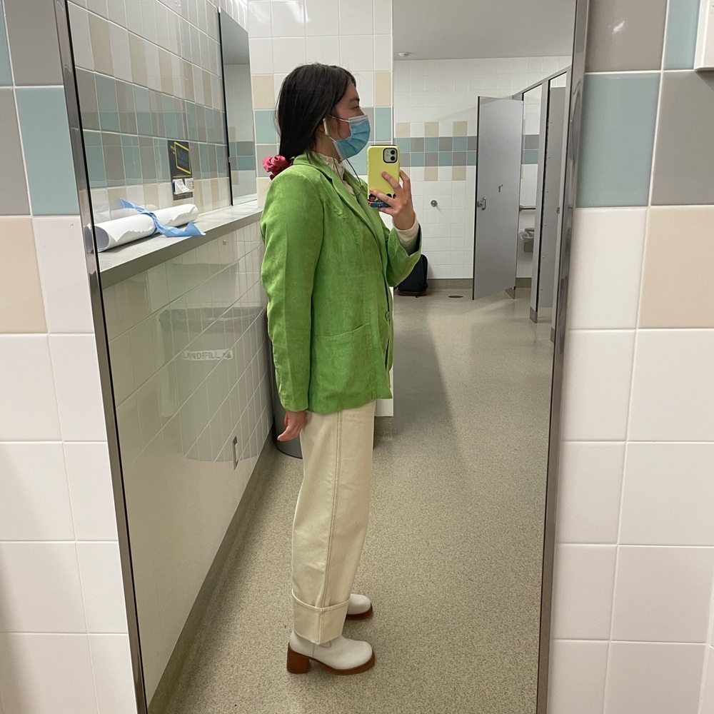 • vintage vegan ultra suede green blazer • - Picture 6 of 6